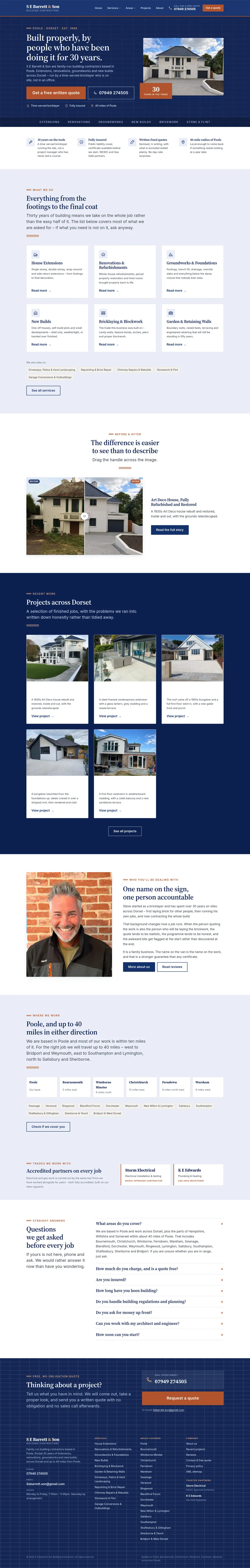 The S E Barrett & Son website, full page